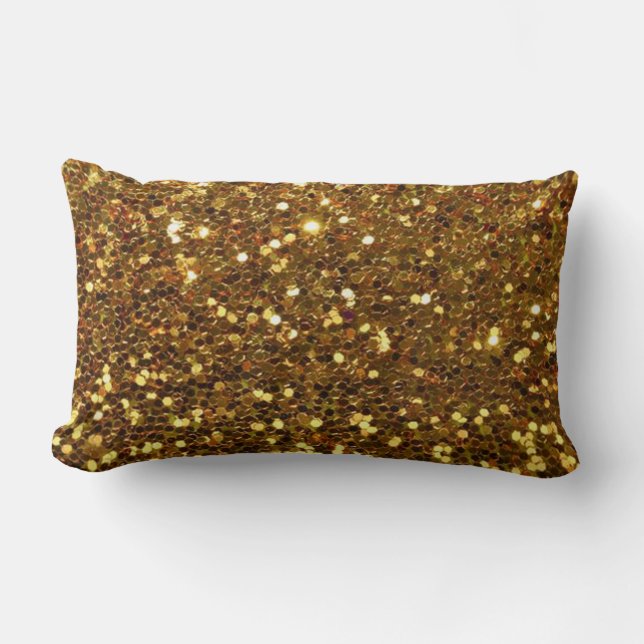 Coussin Rectangle Séquin Parties scintillant d'or Sparkly Las Vegas  (Recto)