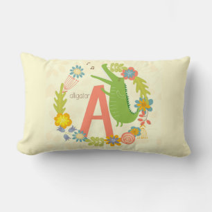 Coussin Rectangle Série Alphabet Animal Alligator