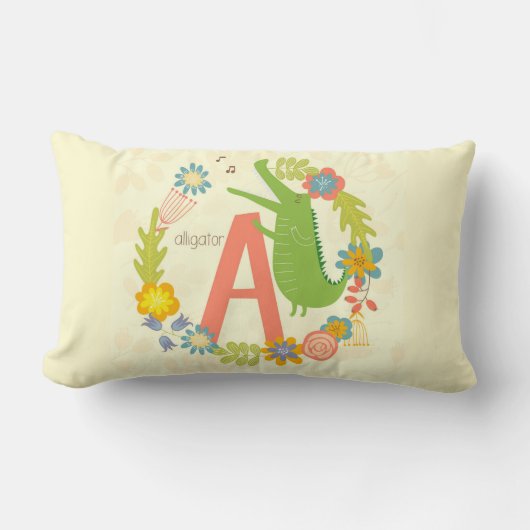 Coussin Rectangle Série Alphabet Animal Alligator (Recto)