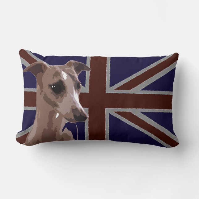 Coussin Rectangle Série Britannia : Buddy the whippet (Recto)