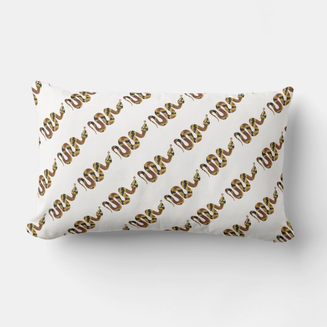 Coussin Rectangle Serpent Brown et Silhouette Or (Recto)