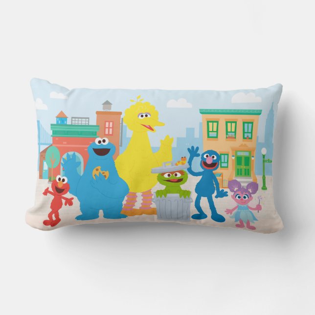 Coussin Rectangle Sesame Street | Scène de quartier (Recto)