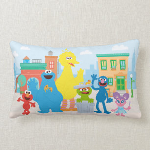 Coussin Rectangle Sesame Street   Scène de quartier