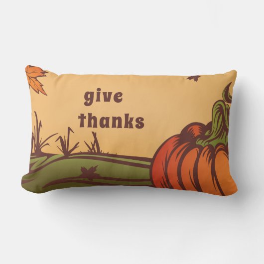 Coussin Rectangle Seul citrouille sur le terrain. Les feuilles d'aut (Recto)