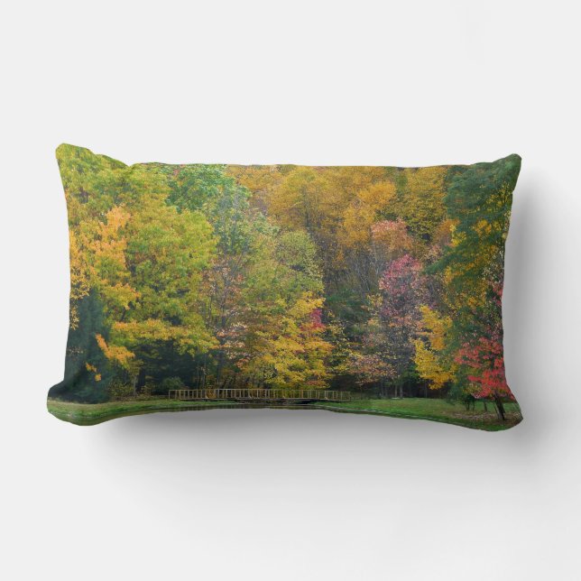 Coussin Rectangle Seven Springs Fall Bridge II Autumn Paysage (Recto)