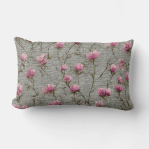 Coussin Rectangle Shabby Chic Vintage Motif Floral Bureaux Rose rose