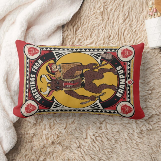 Coussin Rectangle Signe de Noël de Krampus portant des jouets (Couverture)