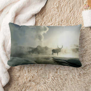 Coussin Rectangle Silhouette au lever du soleil de l'élan au Castle 