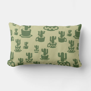 Coussin Rectangle Silhouette de cactus succulent en tasses et pots