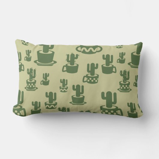 Coussin Rectangle Silhouette de cactus succulent en tasses et pots (Recto)