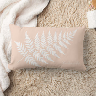 Coussin Rectangle Silhouette de fougère blanche minimaliste sur fond