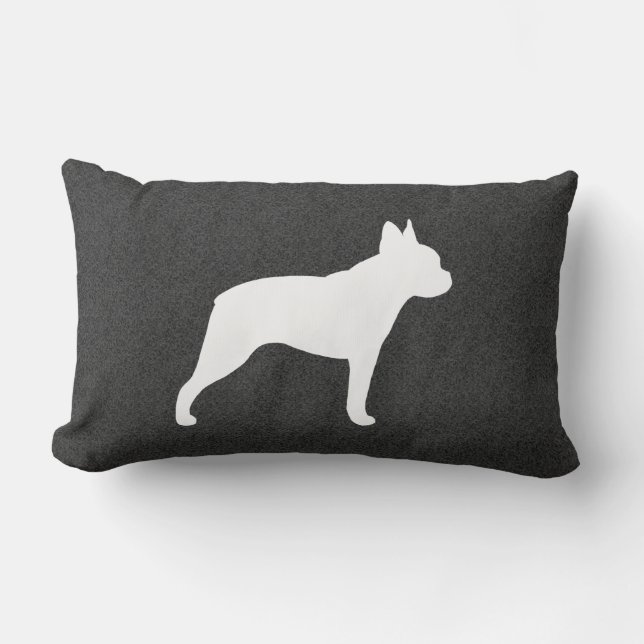 Coussin Rectangle Silhouette de Terrier de Boston (Recto)