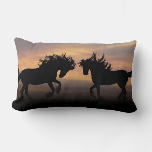 Coussin Rectangle Silhouette des chevaux sauvages