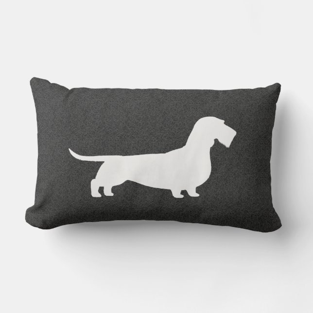 Coussin Rectangle Silhouette d'une chevelure de teckel de fil (Recto)