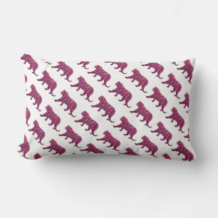 Coussin Rectangle Silhouette rose chaud et tigre noir