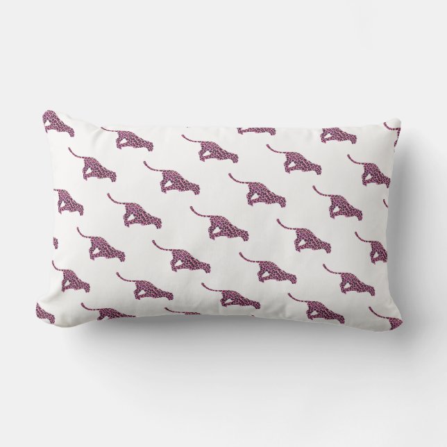 Coussin Rectangle Silhouette rose et léopard noir (Recto)