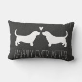 Coussin Rectangle Silhouettes de Basset Hound avec le coeur et le (Verso)