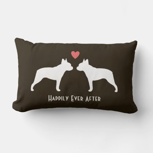 Coussin Rectangle Silhouettes de Boston Terrier avec le texte de (Recto)