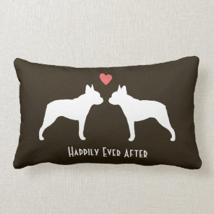 Coussin Rectangle Silhouettes de Boston Terrier avec le texte de