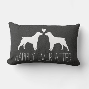 Coussin Rectangle Silhouettes de Brittany Spaniel avec cœur et texte