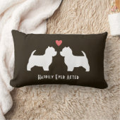 Coussin Rectangle Silhouettes de chien Westie avec cœur et texte (Couverture)