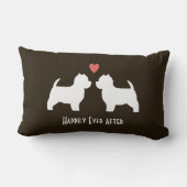 Coussin Rectangle Silhouettes de chien Westie avec cœur et texte (Verso)