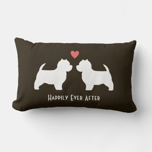 Coussin Rectangle Silhouettes de chien Westie avec cœur et texte (Recto)