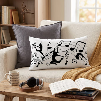 Coussin Rectangle Silhouettes de Danse Notes de Musique