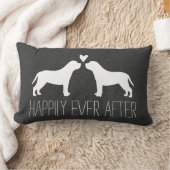 Coussin Rectangle Silhouettes de mâtins avec cœur et texte (Couverture)