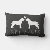 Coussin Rectangle Silhouettes de mâtins avec cœur et texte (Verso)