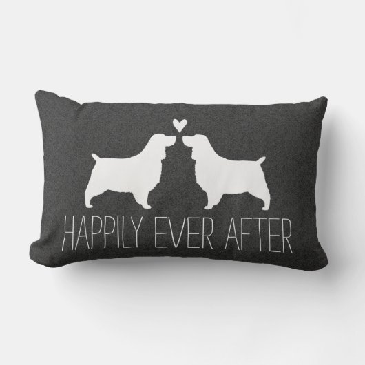 Coussin Rectangle Silhouettes de Springer Spaniel avec cœur et texte (Recto)