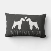 Coussin Rectangle Silhouettes de Terrier Airedale avec cœur et texte (Verso)