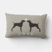 Coussin Rectangle Silhouettes de Weimaraner Amour - Personnaliser (Verso)