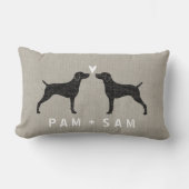 Coussin Rectangle Silhouettes de Weimaraner Amour - Personnaliser (Recto)