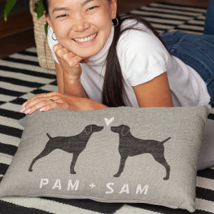 Coussin Rectangle Silhouettes de Weimaraner Amour - Personnaliser