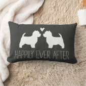 Coussin Rectangle Silhouettes de Westies avec cœur et texte (Couverture)