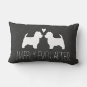 Coussin Rectangle Silhouettes de Westies avec cœur et texte (Verso)