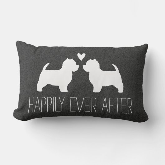 Coussin Rectangle Silhouettes de Westies avec cœur et texte (Recto)