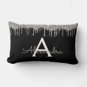 Coussin Rectangle Silver Black Parties scintillant de luxe Glam Nom  (Recto)