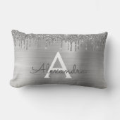 Coussin Rectangle Silver Glitter Brushed metal Monogram (Recto)