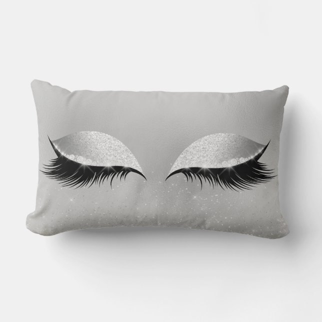 Coussin Rectangle Silver Grey Princess Beauté Lashes Parties scintil (Recto)