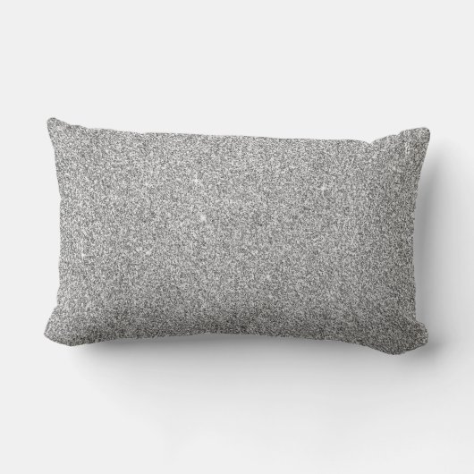 Coussin Rectangle Silver Sparkle Glitter Monogram Name & Initial (Verso)