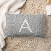 Coussin Rectangle Silver Sparkle Glitter Monogram Name & Initial (Couverture)