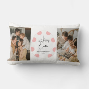 Coussin Rectangle Simple Élégant Œuf Joyeuses Pâques Photo de Famill