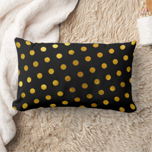Coussin Rectangle Simple mignonne et fille Classé Pois d'or noir