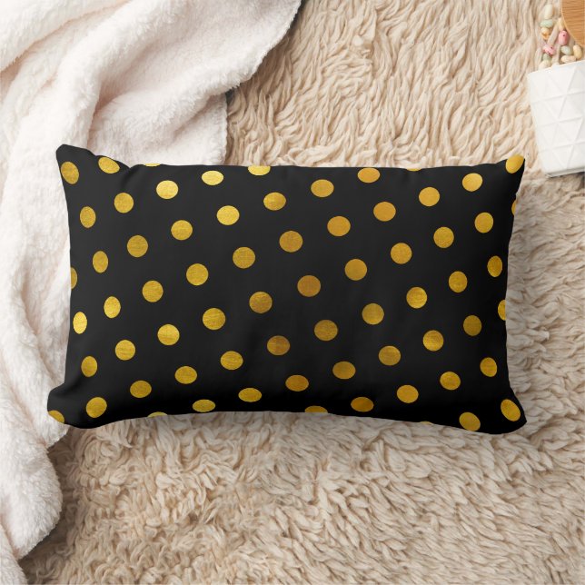 Coussin Rectangle Simple mignonne et fille Classé Pois d'or noir (Couverture)