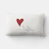 Coussin Rectangle Simple Moderne Cœur Rouge Oiseaux en Amour Blanc (Verso)