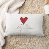 Coussin Rectangle Simple Moderne Cœur Rouge Oiseaux en Amour Blanc (Couverture)