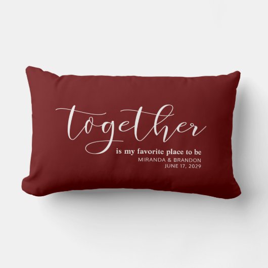 Coussin Rectangle Simple Notre Endroit Préféré pour le Mariage (Recto)