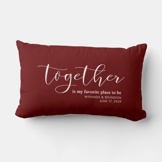 Coussin Rectangle Simple Notre lieu préféré pour être Mariage Date (Verso)